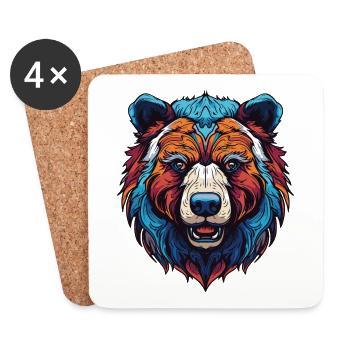 Bär Portrait - Untersetzer (4er-Set) - Weiß - Vorne