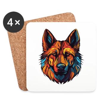 German Shepherd Dog Portrait - Coasters (set of 4) - white - Front