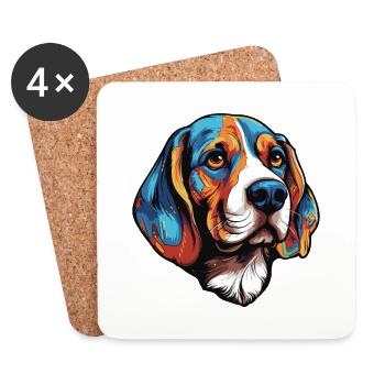 Beagle Hund Portrait - Untersetzer (4er-Set) - Weiß - Vorne