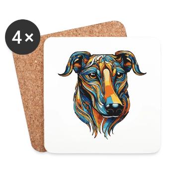Greyhound Hund Portrait - Untersetzer (4er-Set) - Weiß - Vorne