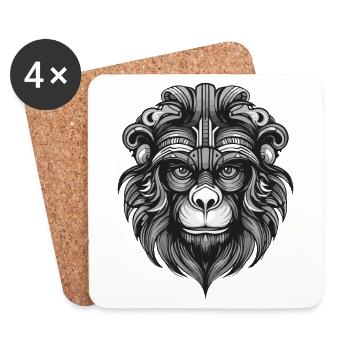 Monkey Portrait Animal - Coasters (set of 4) - white - Front