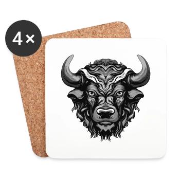Bulle Portrait Taurus Tier - Untersetzer (4er-Set) - Weiß - Vorne