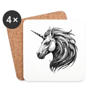 Einhorn Portrait Tier - Untersetzer (4er-Set) - Weiß - Vorne