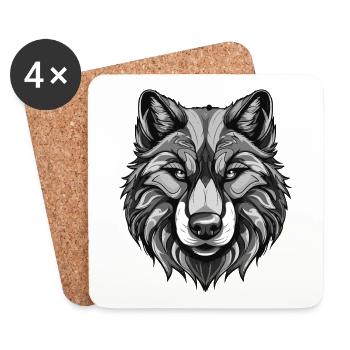 Husky Chien Portrait Animal - Dessous de verre (lot de 4) - blanc - Devant