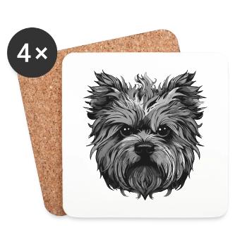 Yorkshire Terrier Dog Portrait Animal - Coasters (set of 4) - white - Front