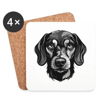 Dachshund Hund Portrait Dackel Tier - Untersetzer (4er-Set) - Weiß - Vorne