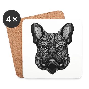Chien bouledogue français Portrait Animal - Dessous de verre (lot de 4) - blanc - Devant