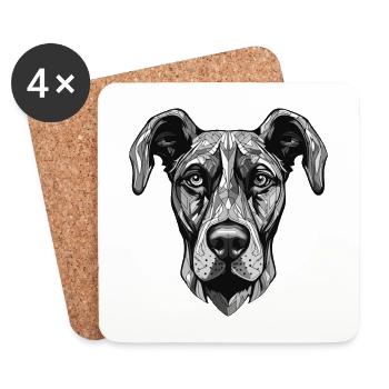 Grand Danois Chien Portrait Animal - Dessous de verre (lot de 4) - blanc - Devant