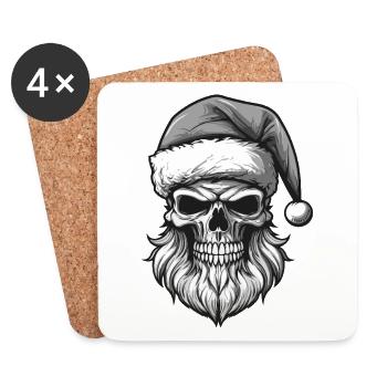 Santa Claus Skull Christmas - Coasters (set of 4) - white - Front