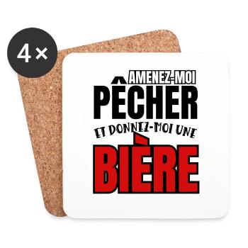 amenez-moi pêcher et donnez-moi une bière - Dessous de verre (lot de 4) - blanc - Devant