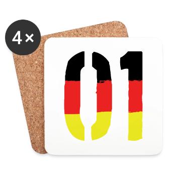 1 symbole numérique Allemagne - Dessous de verre (lot de 4) - blanc - Devant