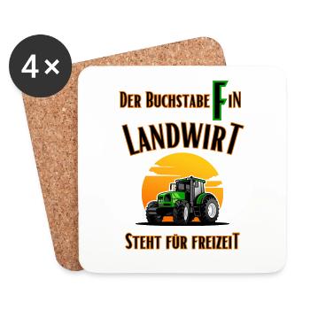 Landwirt-Das F in Landwirt steht für Freizeit - Untersetzer (4er-Set) - Weiß - Vorne