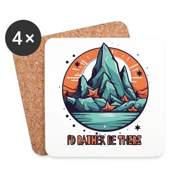 I'd rather be there, mountain lake and stars - Coasters (set of 4) - white - Front