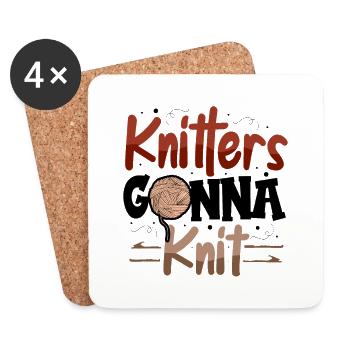 Knitters gonna knit - Untersetzer (4er-Set) - Weiß - Vorne