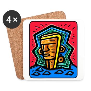 Abstrakte buntes Tiki - Untersetzer (4er-Set) - Weiß - Vorne