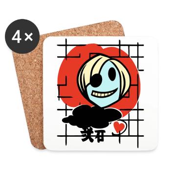 Fille d’anime folle avec du cœur - Dessous de verre (lot de 4) - blanc - Devant