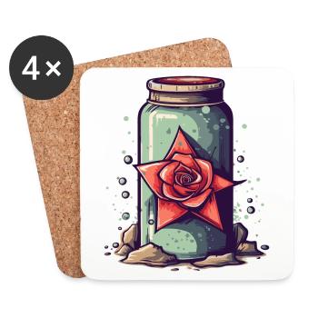 Bottle of magic potion and rose - Coasters (set of 4) - white - Front