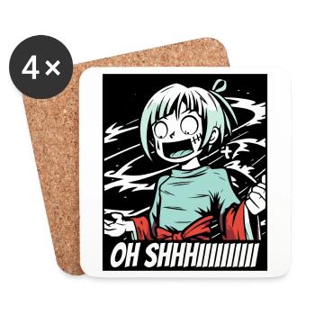 Oh merde, fille, anime - Dessous de verre (lot de 4) - blanc - Devant