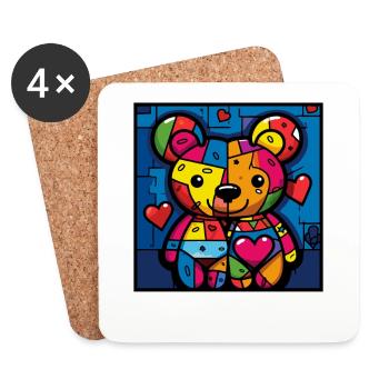 Two Soulmate Bears: Lovers - Coasters (set of 4) - white - Front