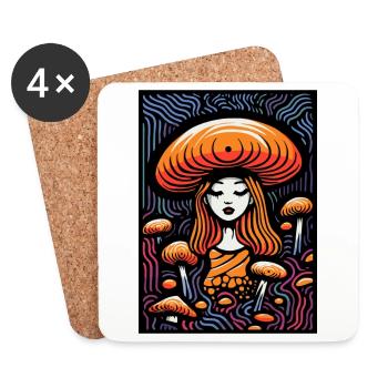 Die Pilz-Wald Prinzessin - Untersetzer (4er-Set) - Weiß - Vorne