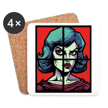 Est-ce que c’est du pop art, une pin-up, une femme à la fenêtre - Dessous de verre (lot de 4) - blanc - Devant
