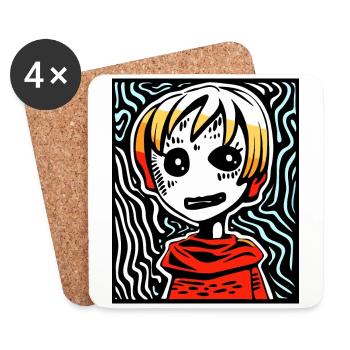 Ist dies moderne Kunst, Kunst im Manga-Anime-Stil? - Untersetzer (4er-Set) - Weiß - Vorne