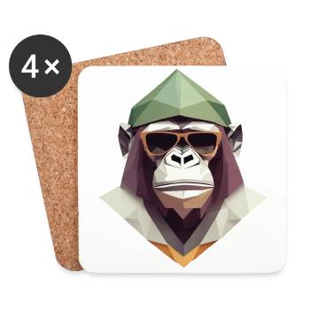 Cool monkey in wrinkled robe - Coasters (set of 4) - white - Front