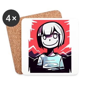 Cute anime girl smiles - Coasters (set of 4) - white - Front