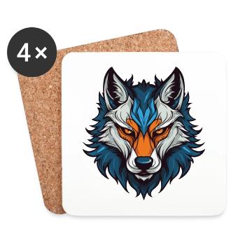 Wolf Kopf - Untersetzer (4er-Set) - Weiß - Vorne
