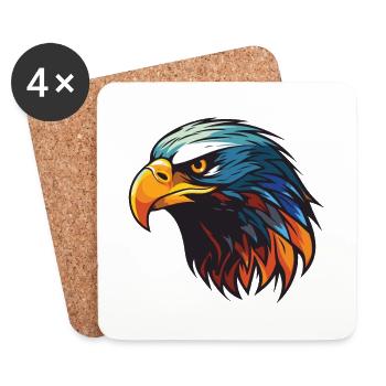 Tête d’aigle - Dessous de verre (lot de 4) - blanc - Devant