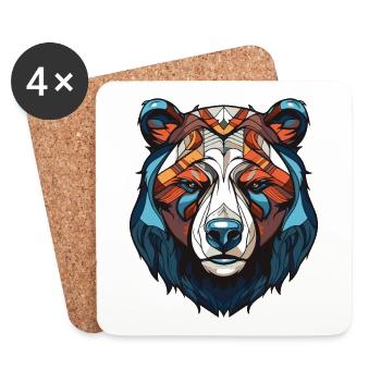 Polar Bear Head Polar Bear - Coasters (set of 4) - white - Front