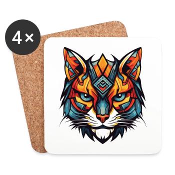 Cat Head - Coasters (set of 4) - white - Front