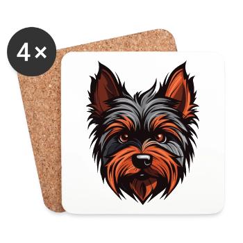 Yorkshire Terrier Dog Head - Coasters (set of 4) - white - Front