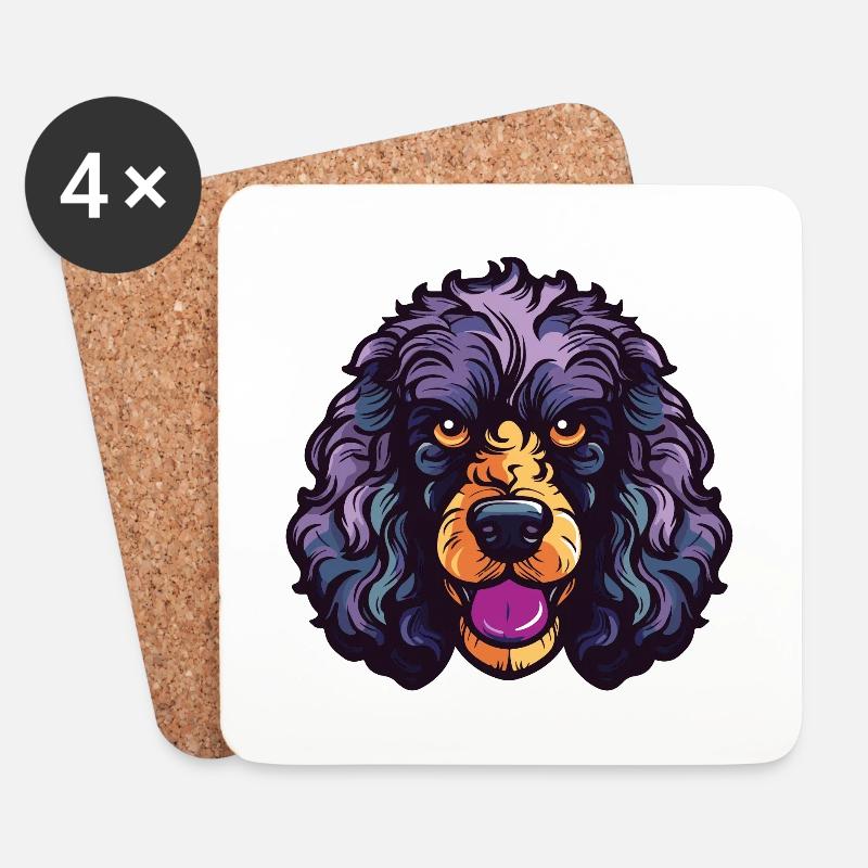 Pudel Hund Kopf - Untersetzer (4er-Set) - Weiß