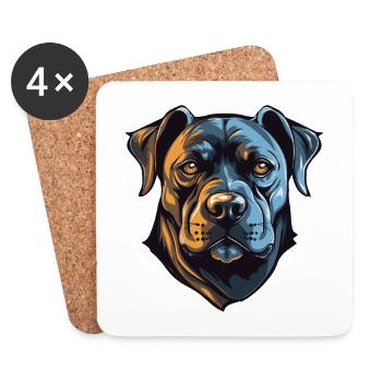 Staffordshire Bull Terrier Dog Head - Coasters (set of 4) - white - Front