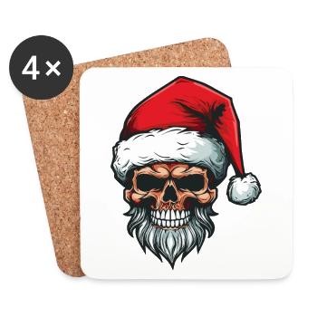 Crâne du Père Noël - Dessous de verre (lot de 4) - blanc - Devant