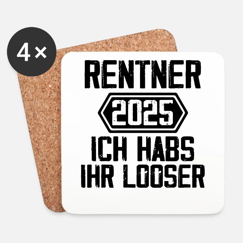 Rentner 2025 Rente Renteneintritt 2025 Geschenk - Untersetzer (4er-Set) - Weiß