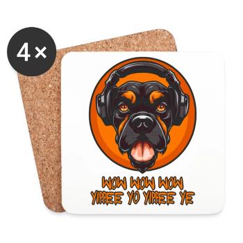 Music, Headphones, Dog, Hip Hop - Coasters (set of 4) - white - Front