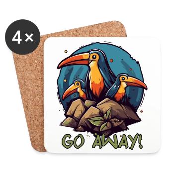Some silly birds, get out of here! - Coasters (set of 4) - white - Front
