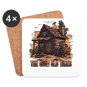 The good old days of the wooden hut - Coasters (set of 4) - white - Front