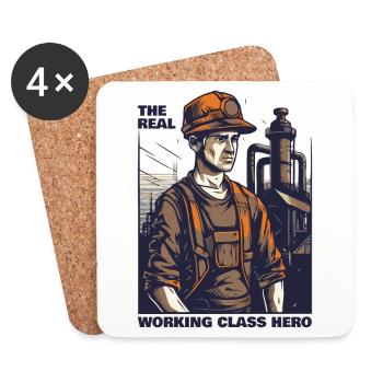 Der echte Held der Arbeiterklasse, Handwerk Arbeit - Untersetzer (4er-Set) - Weiß - Vorne