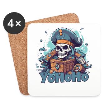 Yo Ho Ho Pirate et un trésor - Dessous de verre (lot de 4) - blanc - Devant