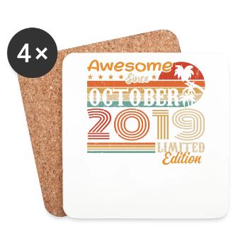 Millésime d’octobre 2019 - Octobre 2019 - Dessous de verre (lot de 4) - blanc - Devant