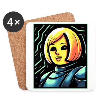 Marionnette de Jeanne d’Arc - Dessous de verre (lot de 4) - blanc - Devant