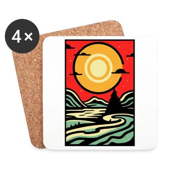 Moderne abstrakte Szene der Natur - Untersetzer (4er-Set) - Weiß - Vorne