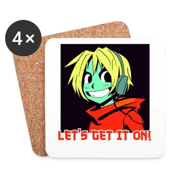 Cartoon Manga Anime Boy : Let’s get it on - Dessous de verre (lot de 4) - blanc - Devant