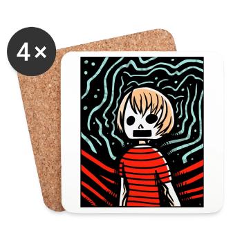 Cartoon Manga Anime Horror Girl - Coasters (set of 4) - white - Front