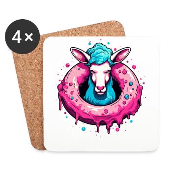 Le mouton Donut - Dessous de verre (lot de 4) - blanc - Devant