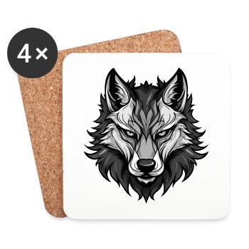 Wolf Kopf - Untersetzer (4er-Set) - Weiß - Vorne
