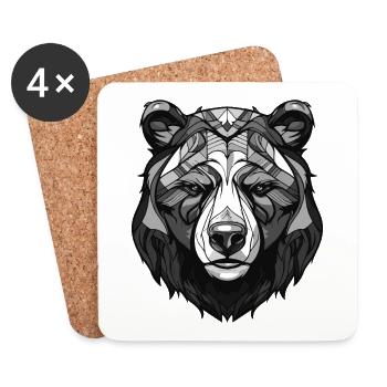 Polar Bear Head Polar Bear - Coasters (set of 4) - white - Front